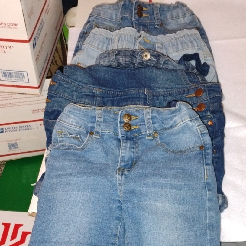 Classic Blue Girls Denim Shorts 5 Piece Bundle